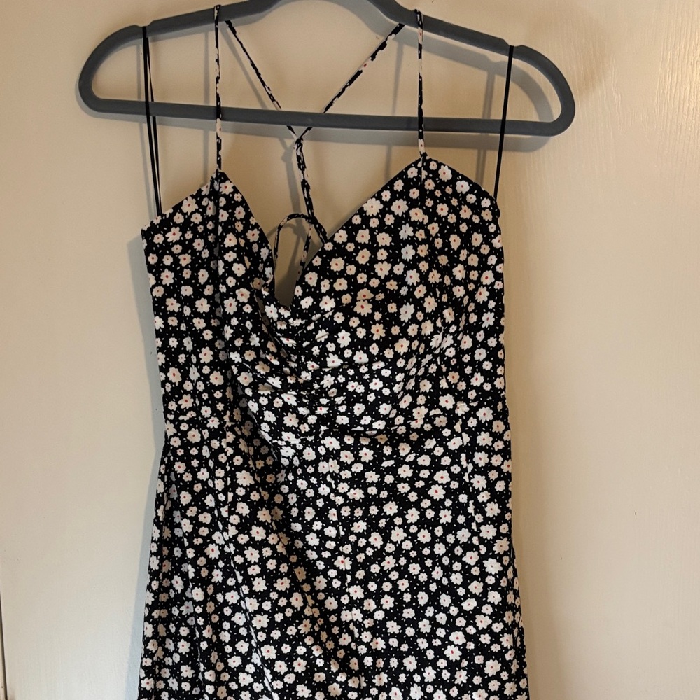 Zara Black and White Floral Dress